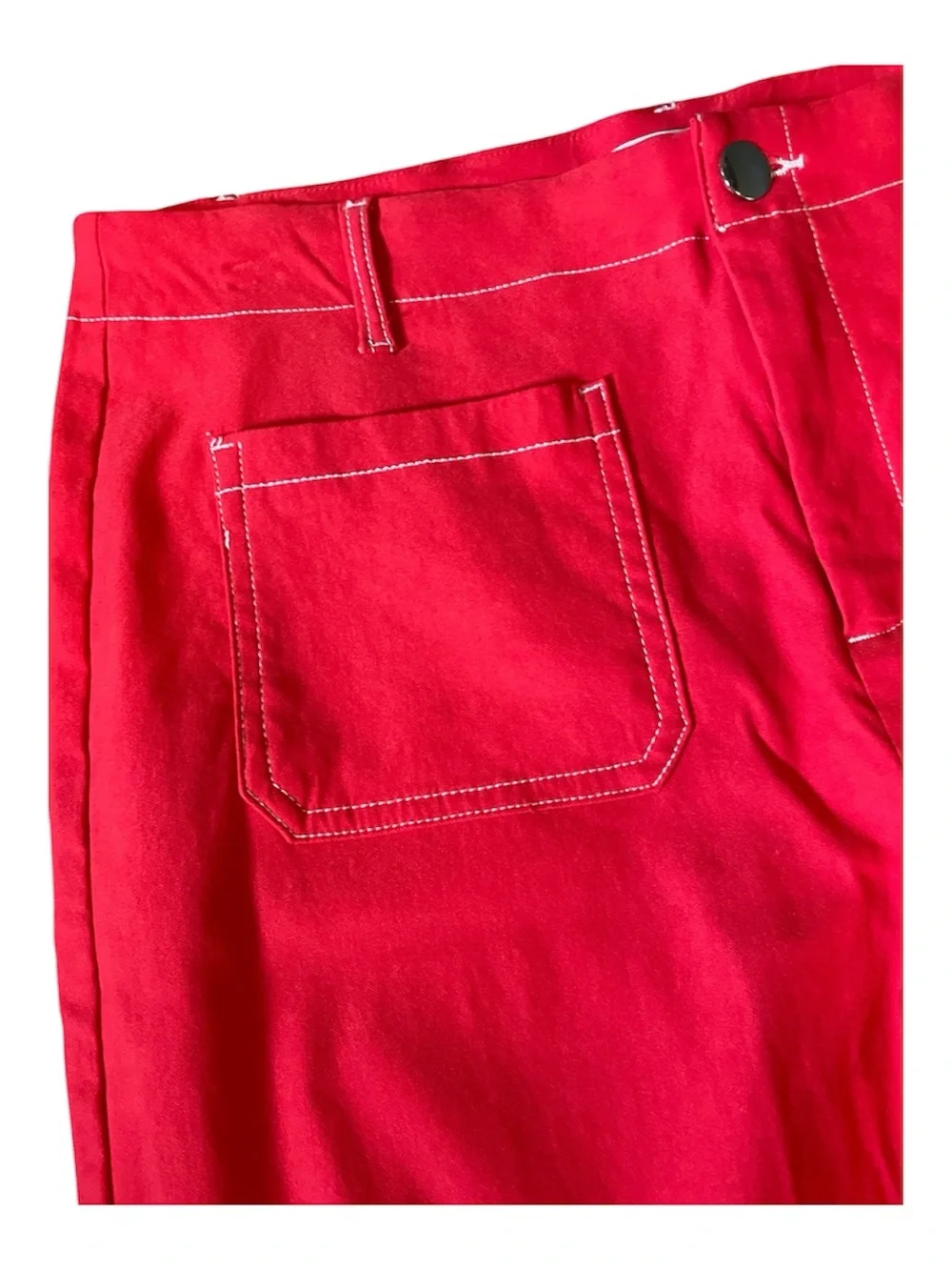 Jules & Leopold Red Wide Leg Cropped High Waist Pants Sz Large - Picture 3 of 8